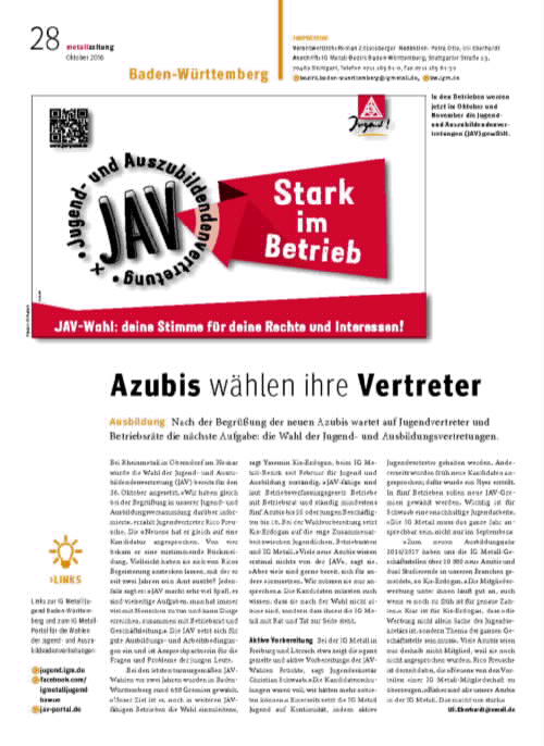 metallzeitung - Regionalseiten Baden-Württemberg Oktober 2016