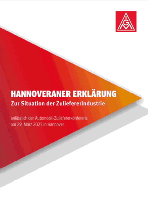 Hannoveraner Erklärung. Zur Situation der Zuliefererindustrie, Automobil-Zuliefererkonferenz, Hannover, 29. März 2023
