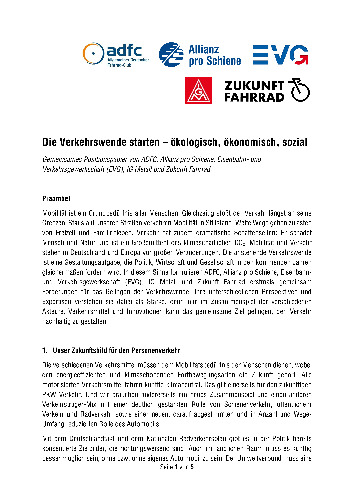 Die Verkehrswende starten - ökologisch, ökonomisch, sozial