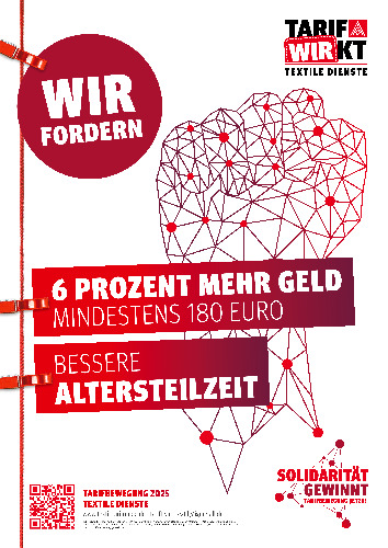 Forderungsplakat Tarifrunde Textile Dienste 2025