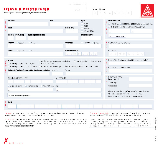 Editierbare IG Metall-Beitrittserklärung in kroatischer Sprache