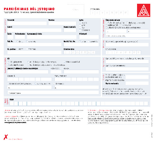 Editierbare IG Metall-Beitrittserklärung in litauischer Sprache