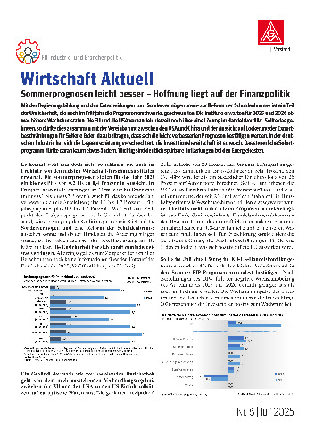 Sommerprognosen leicht besser - Hoffnung liegt auf der Finanzpolitik, Wirtschaft Aktuell Nr. 6 | 2025