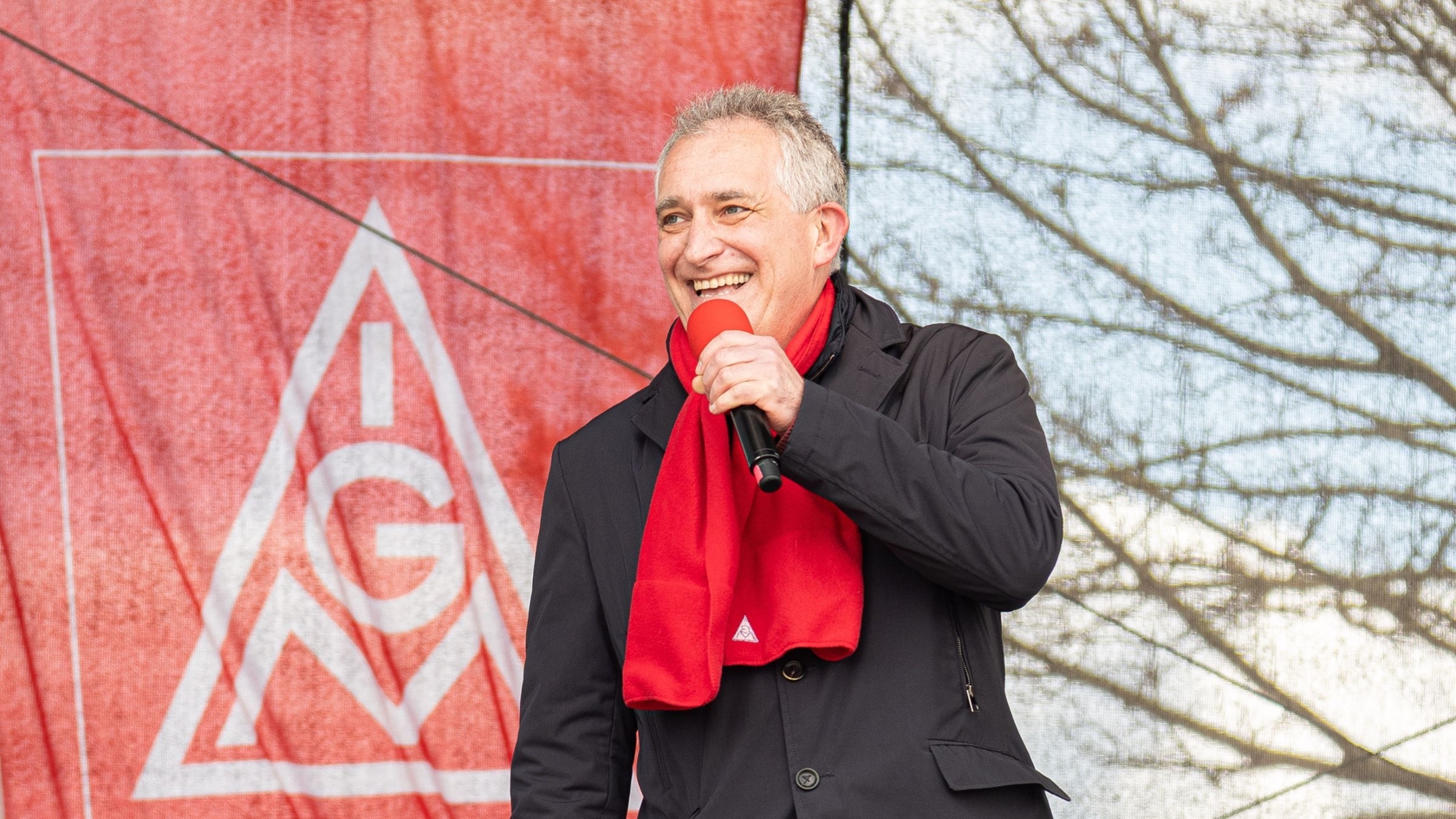 Warnstreik in Augsburg mit Jürgen Kerner