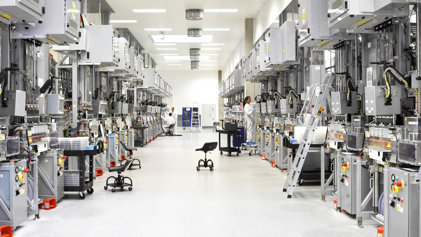 Produktionsstätte für Solarzellen.