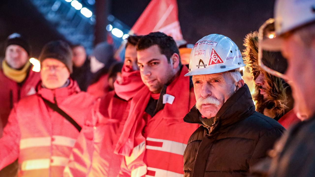Nachtaktion - Tarifrunde Stahl 2019 in Duisburg