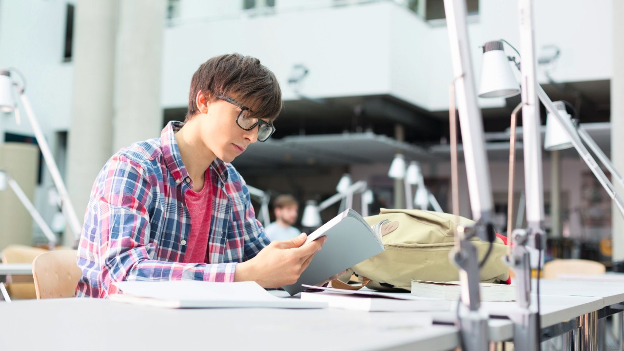 Student blättert im Programm
