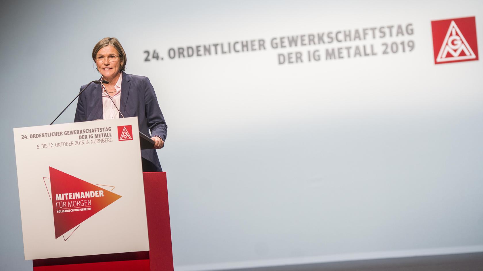 Christiane Benner während der Eröffnung des Gewerkschaftstags 2019 in Nürnberg