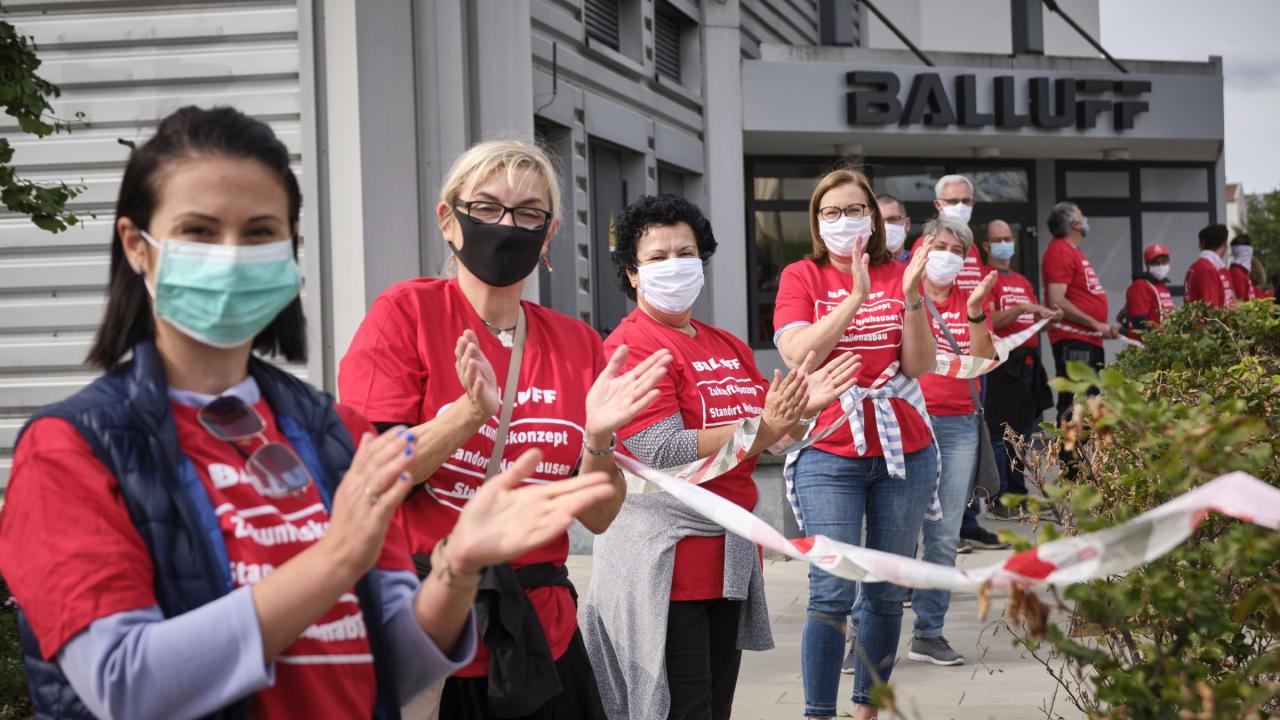 Aktion von Beschäftigten in Esslingen bei Balluff