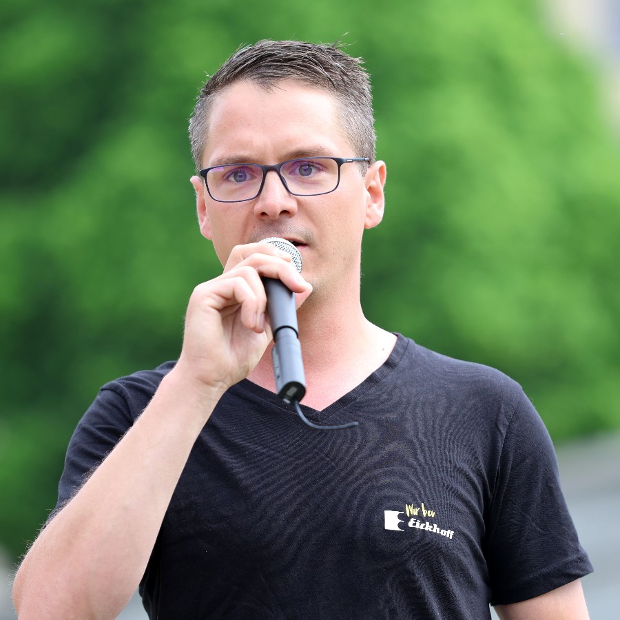 Jörg Koziol, Betriebsratsvorsitzender Eickhoff Wind Power, beim Windgipfel in Berlin