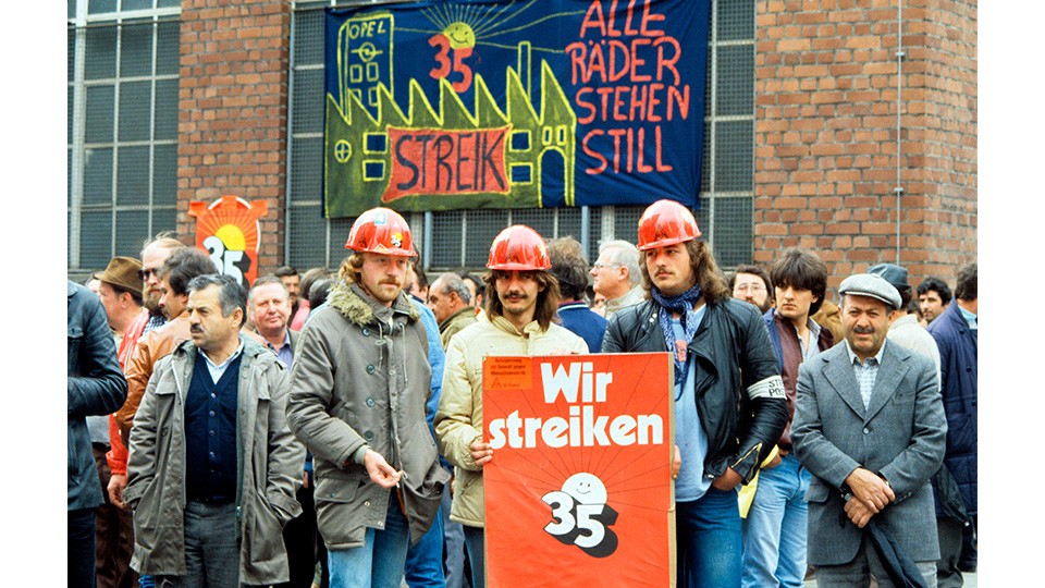 Streik der Metallarbeiter bei Opel in Rüsselsheim 1985