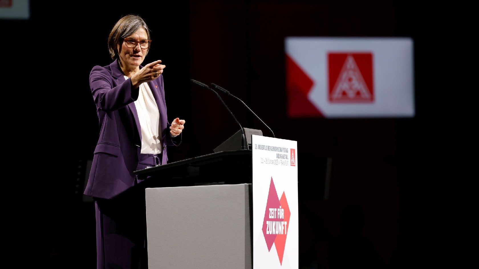 Christiane Benner während des 25. Gewerkschaftstags der IG Metall in Frankfurt