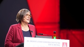 Christiane Benner auf dem .25 Ordentlichen Gewerkschaftstag der IG Metall in Frankfurt am Main.