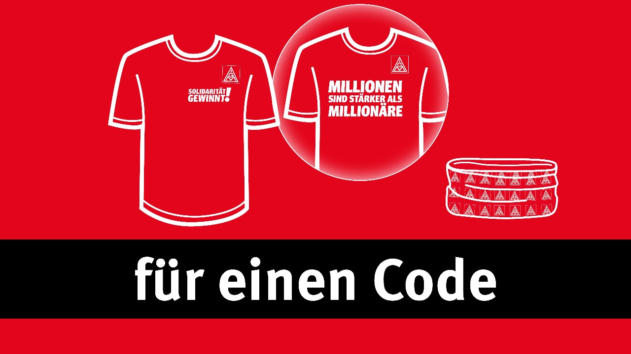 Illustration zur Mitgliederwerbeaktion: Für einen Code kannst du ein T-Shirt oder zwei Schlauchschals bestellen.