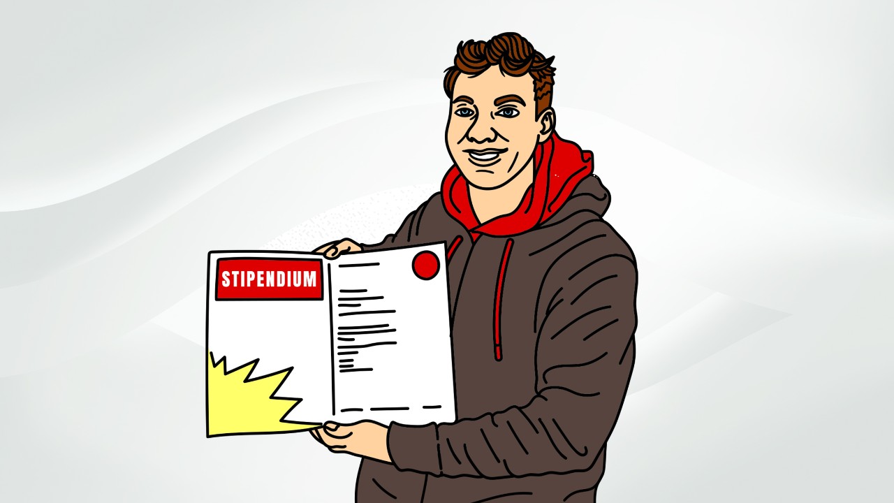 Illustration zum Thema „mit der IG Metall zum Stipendium“
