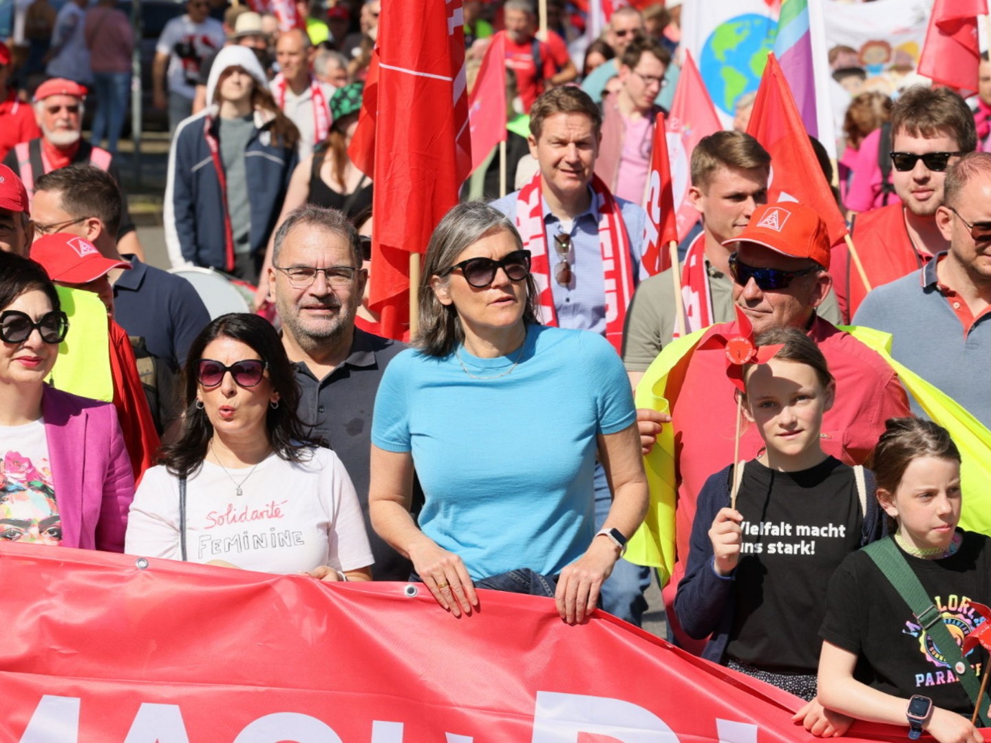 Kundgebung am 1. Mai 2025 mit Christiane Benner in Wolfsburg.