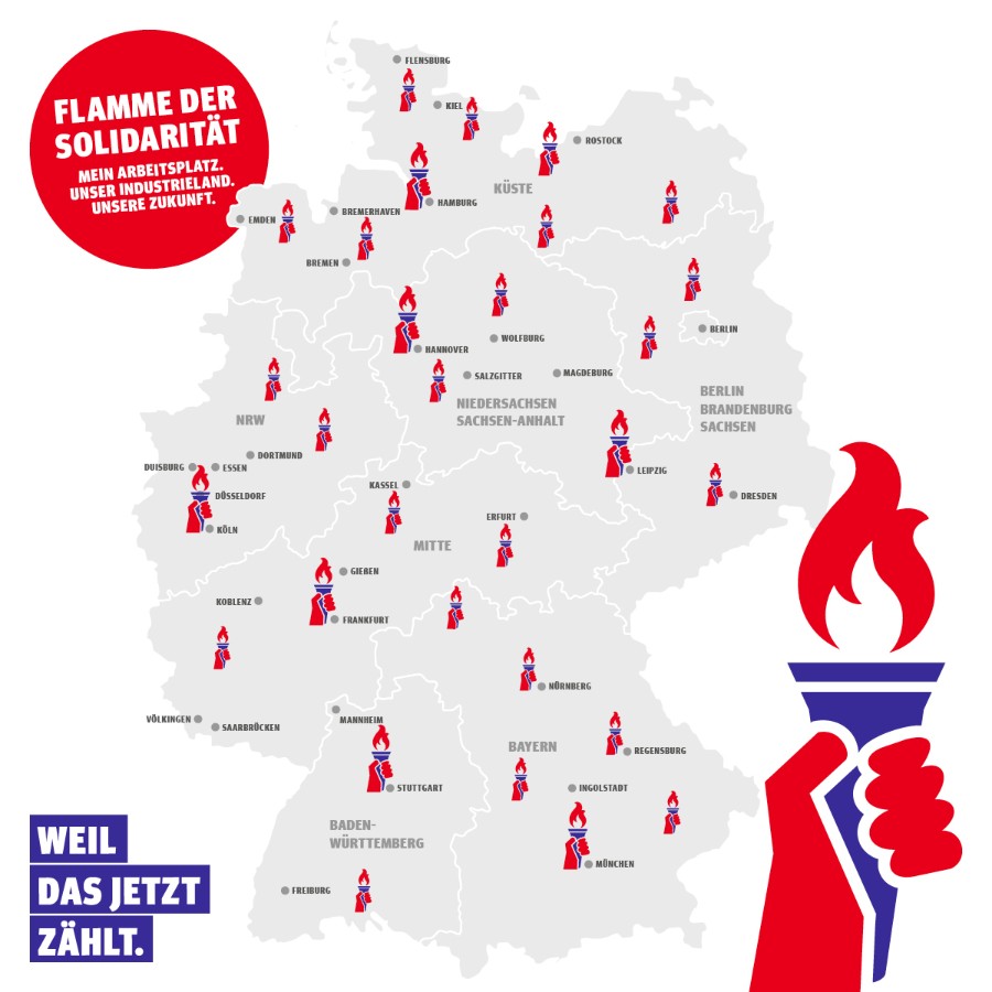 Deutschlandkarte zur Aktion Flamme der Solidarität