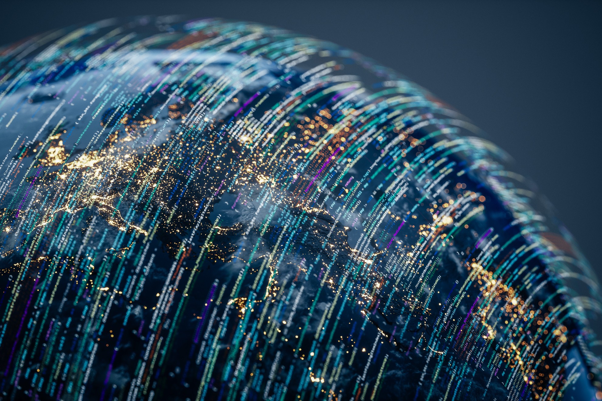 Wirtschaft symbolisiert durch den weltweiten Verkehr von Daten.