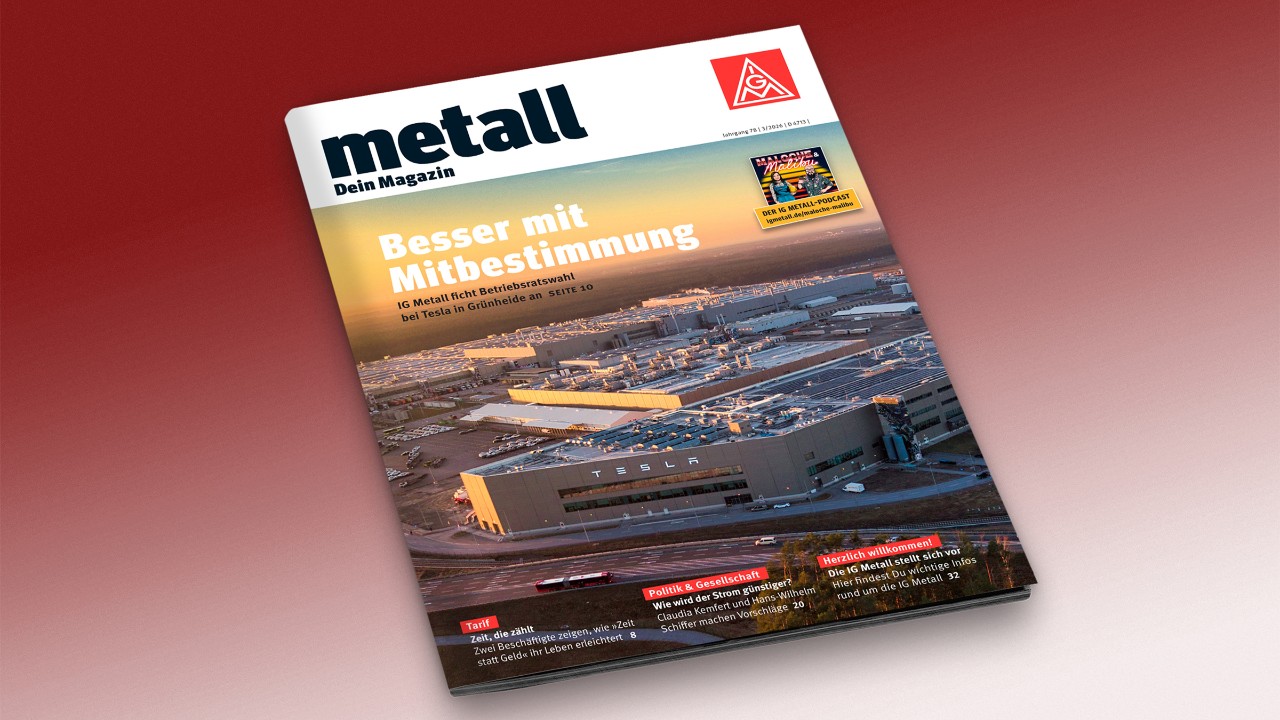 Cover des IG Metall Mitgliedermagazins „metall“ Ausgabe 3/2026