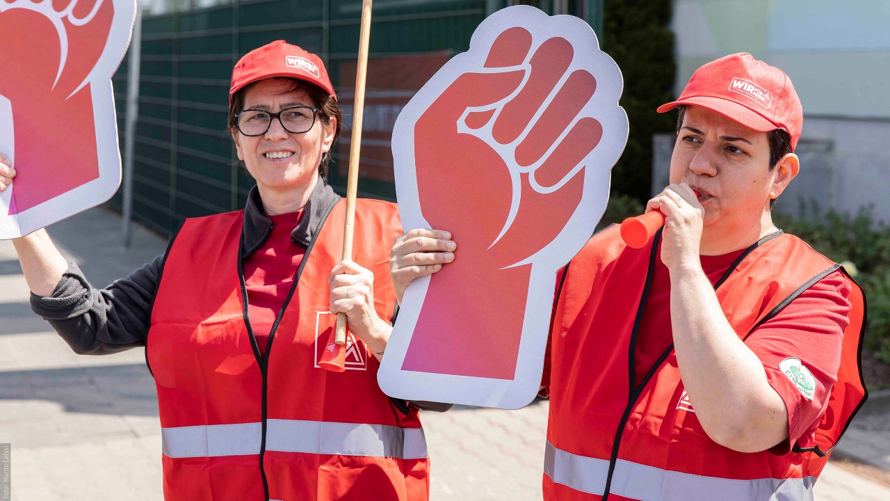 Warnstreik der MEWA-Beschäftigten in Rodgau am 2.6.2023