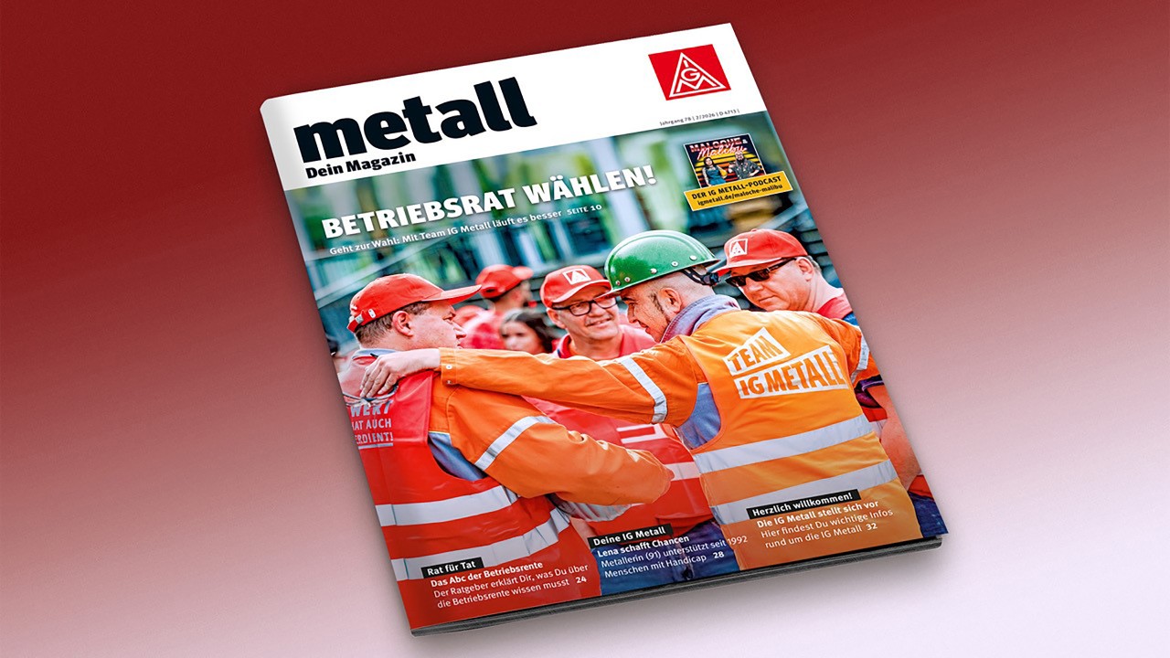 Cover der Ausgabe 2 / 2026  des IG Metall-Mitgliedermagazins „metall“
