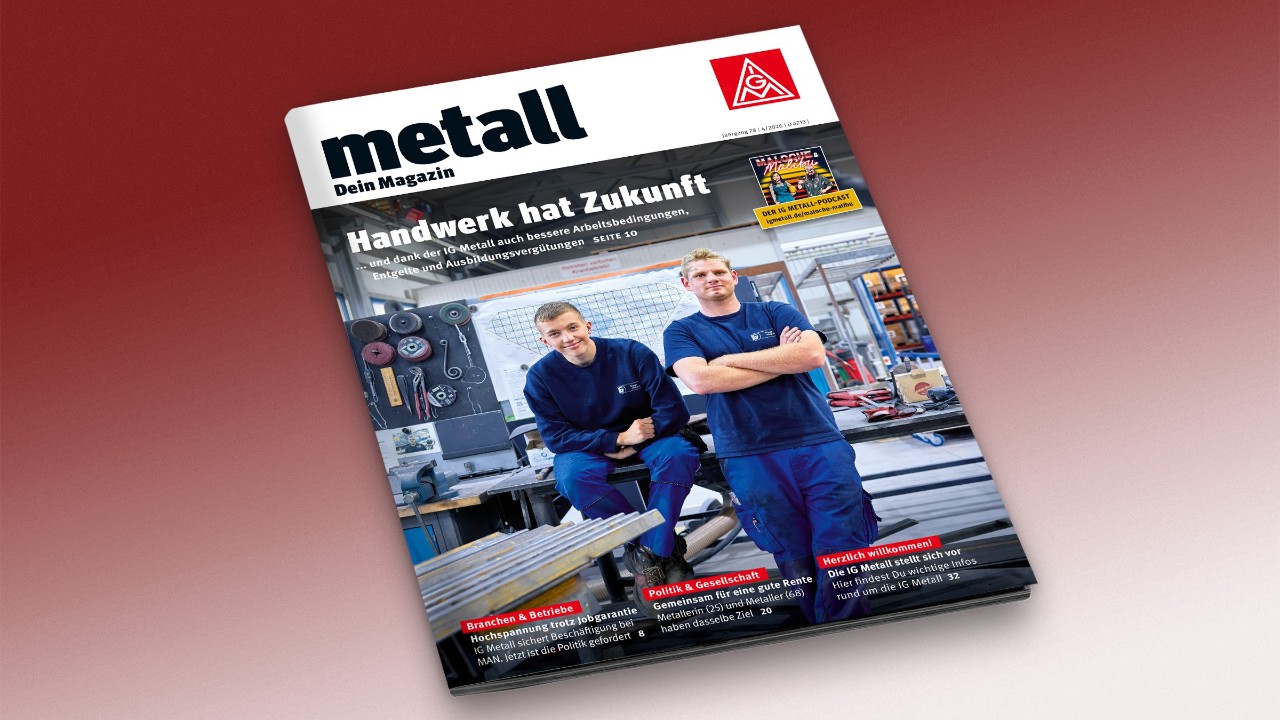 Cover des Mitgliedermagazins „metall“, Ausgabe Nr.4 / 2026