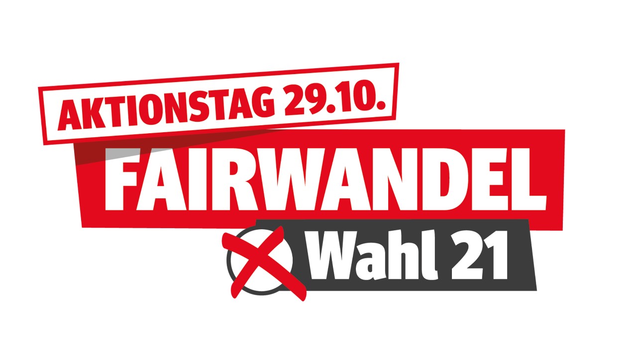 Logo zum Fairwandelaktionstag zur Bundestagswahl am 29.10.2021 auf weißem Hintergrund 