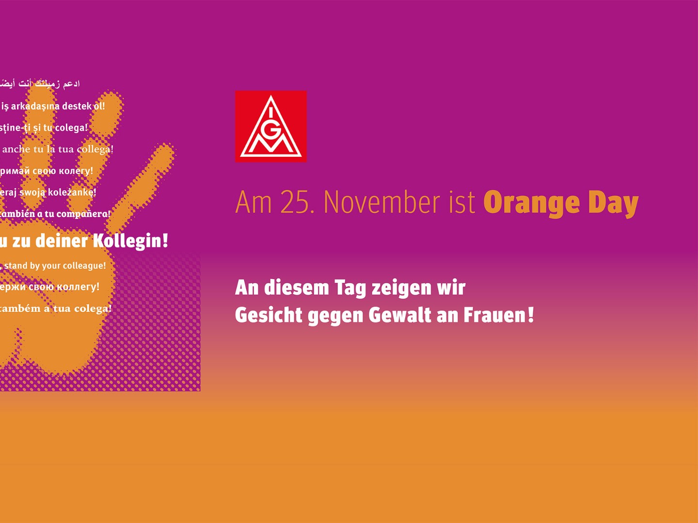 Banner Orange Day - Tag gegen Gewalt an Frauen 25. November